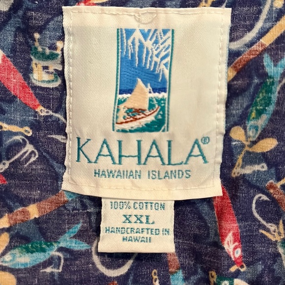Vtg 90s KAHALA HAWAIIAN ISLANDS sz XXL Fish Lure ButtonFront Cotton Hawaii USA - Picture 9 of 16